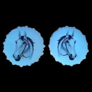 Lot of 2 VTG MCM ARTMARK PORCELAIN HORSE HEAD WALL PLAQUES